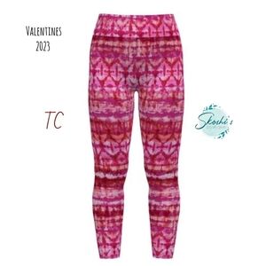 LuLaRoe Pink and Red Patterned Leggings